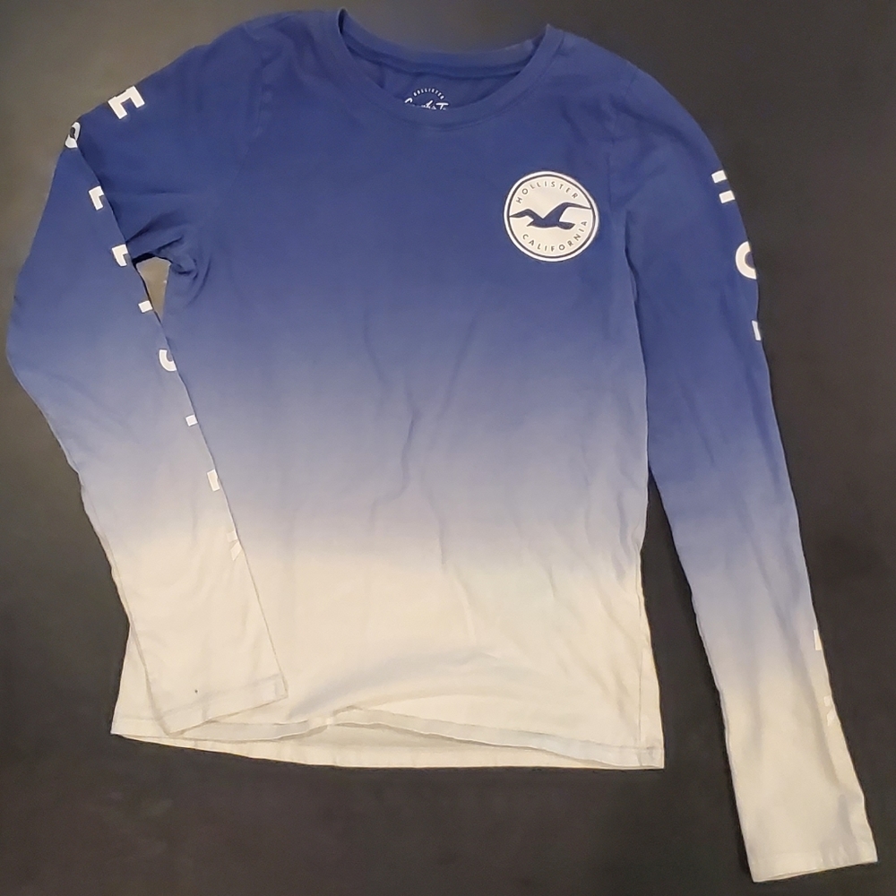 Womens Hollister Blue and White Ombre Long Sleeve